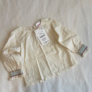 ZARA Embroidered Swiss Dot Shirt